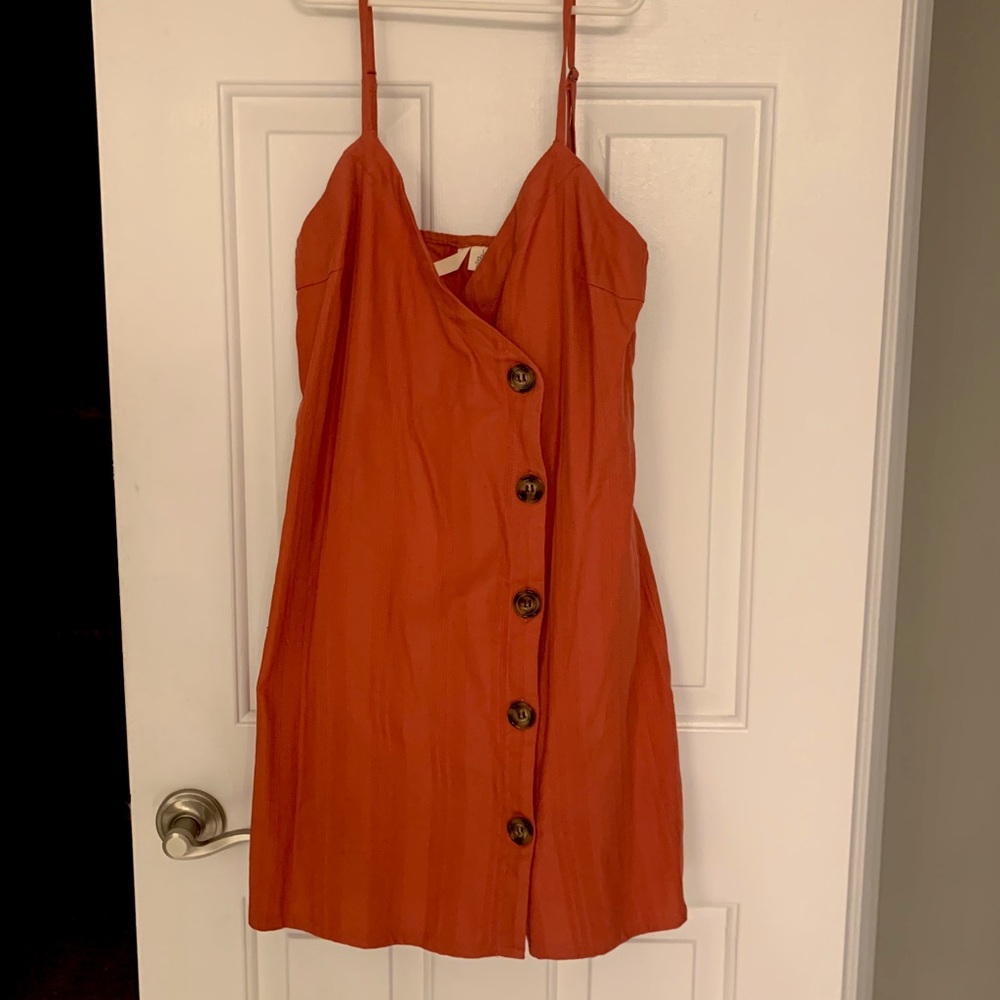 Orange/rust color button down dress